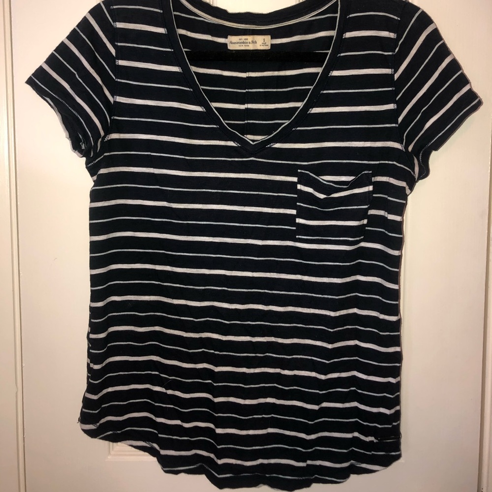 A&F Striped V-Neck T-Shirt